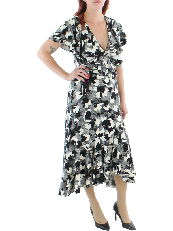 Womens Jersey Printed Wrap Dress