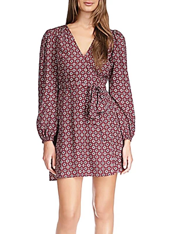 Womens Printed Mini Wrap Dress