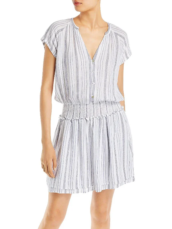 Womens Stripe Mini Fit & Flare Dress