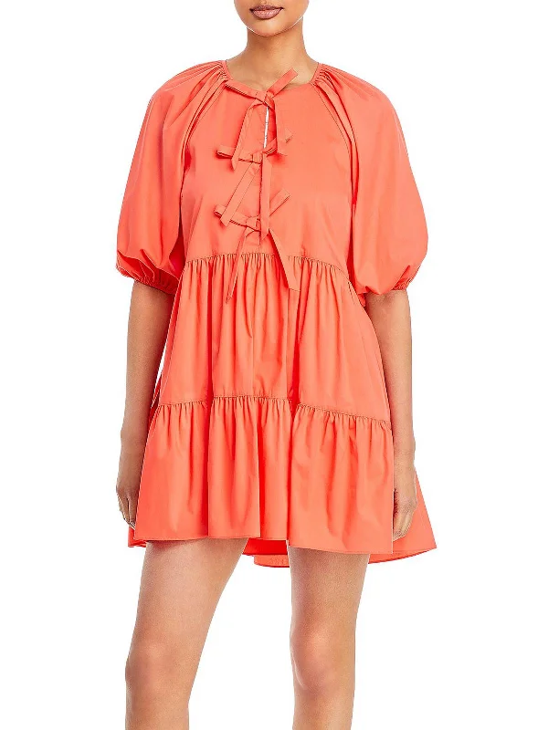 Womens Tiered Mini Fit & Flare Dress