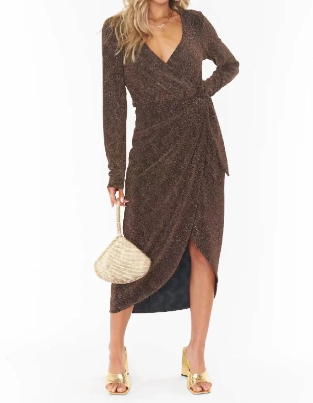 Kimora Wrap Dress In Squiggle Sparkle Knit