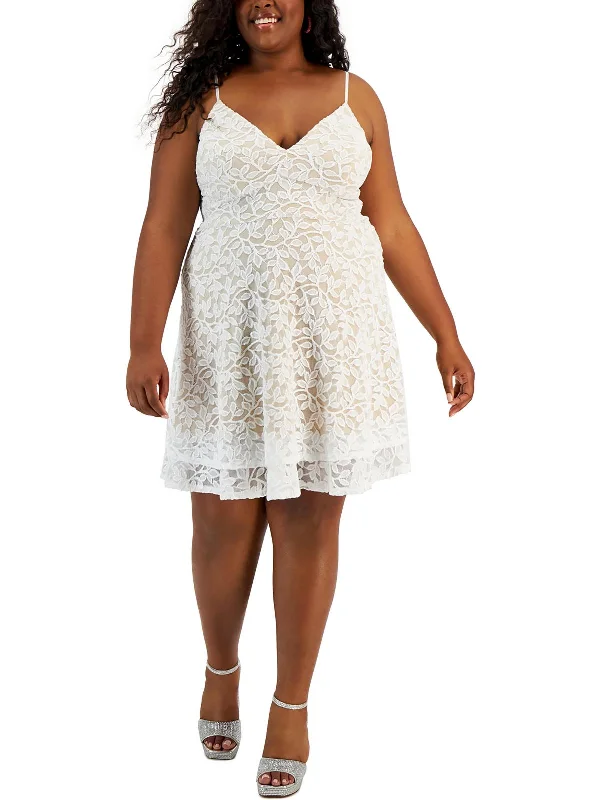 Womens Lace Knee Length Cocktail And Party Dress