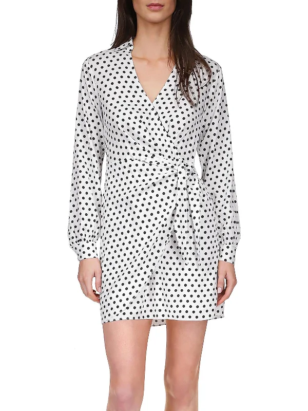 Womens Polka Dot Viscose Wrap Dress