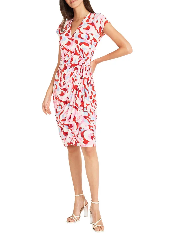 Womens Printed Matte Jersey Wrap Dress