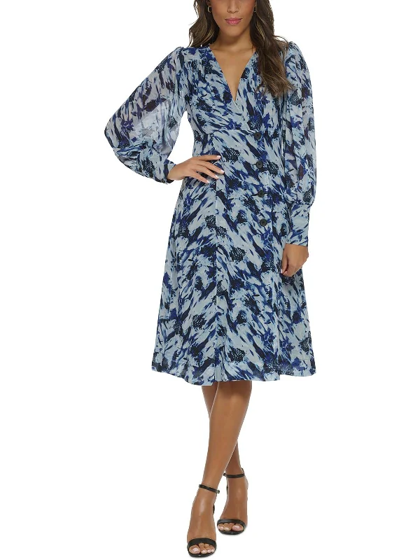 Womens Surplice Polyester Wrap Dress