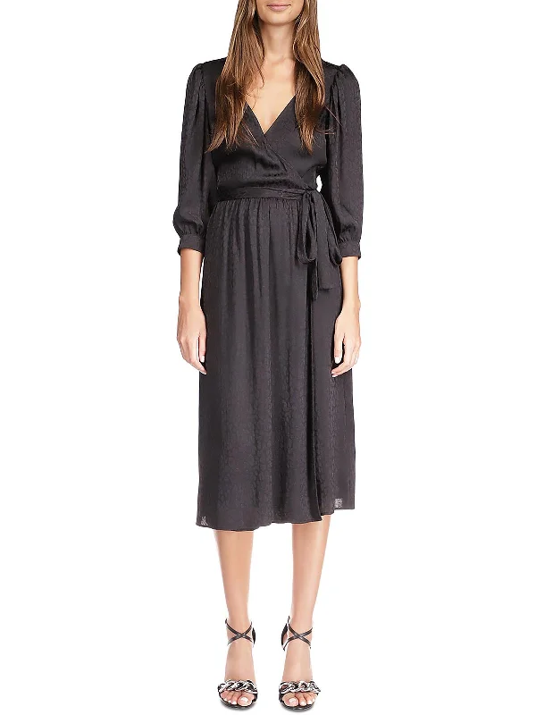 Womens Wedding Guest Midi Wrap Dress