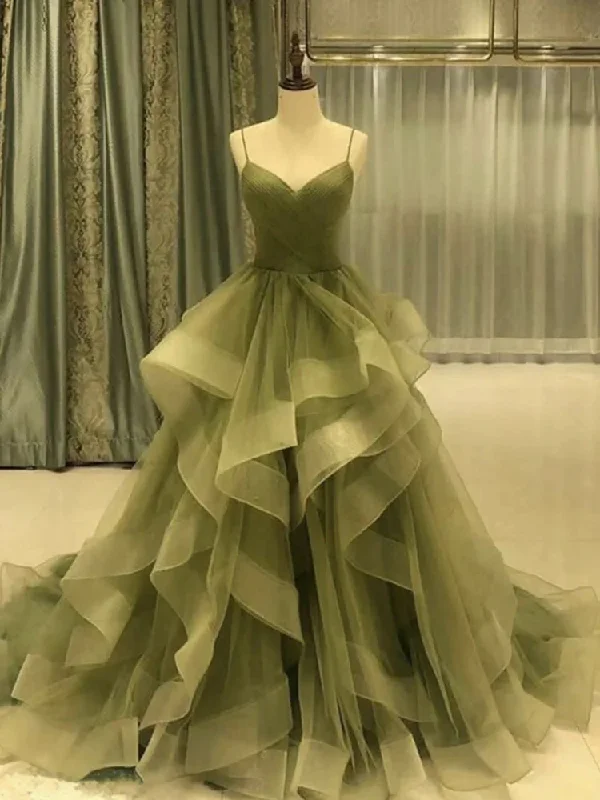 Ball Gown Organza Ruffles Quinceanera Dresses Spaghetti Straps  gh903