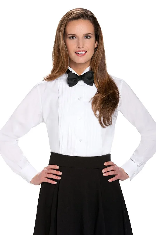 "Nicole" Women's White Pleated Wingtip Tuxedo Shirt