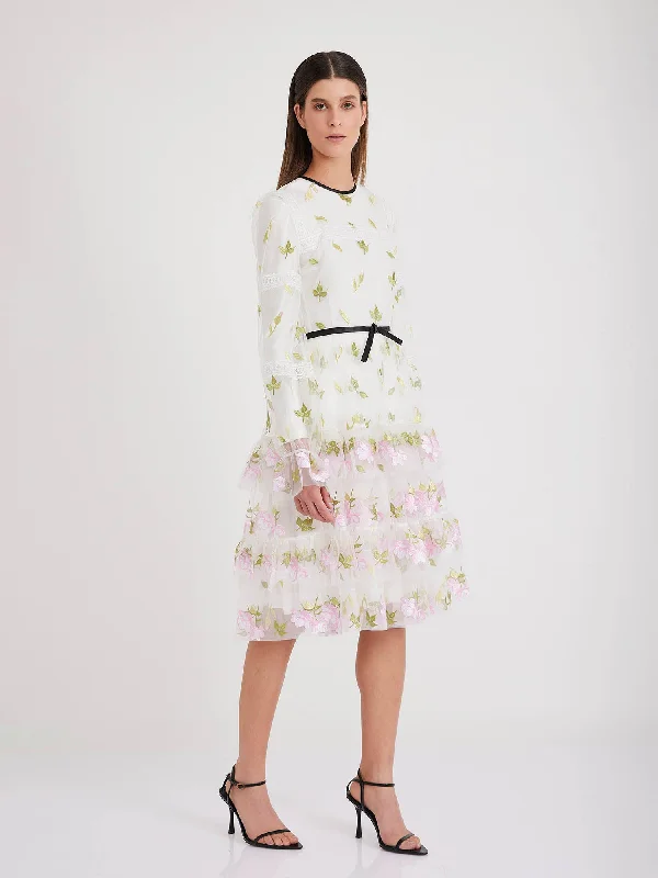 Shoshi Yegudayov Floral Tulle Dress