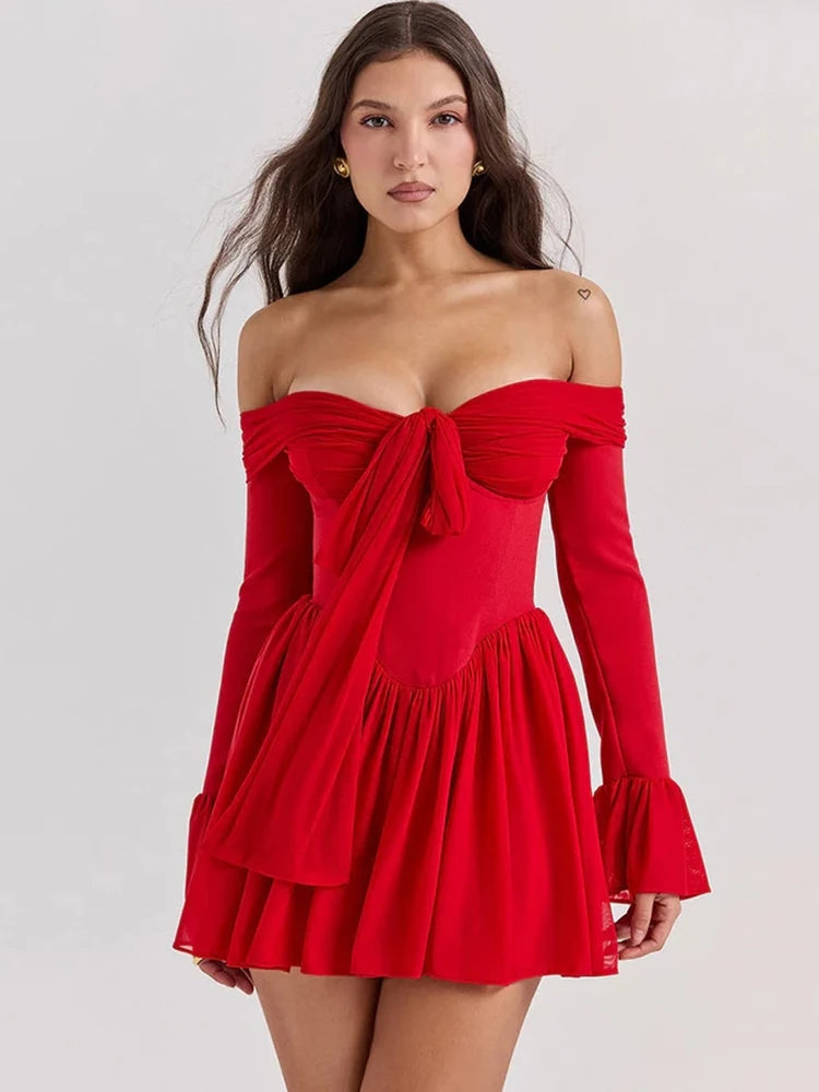 Tie Front Strapless Corset Mini Dress