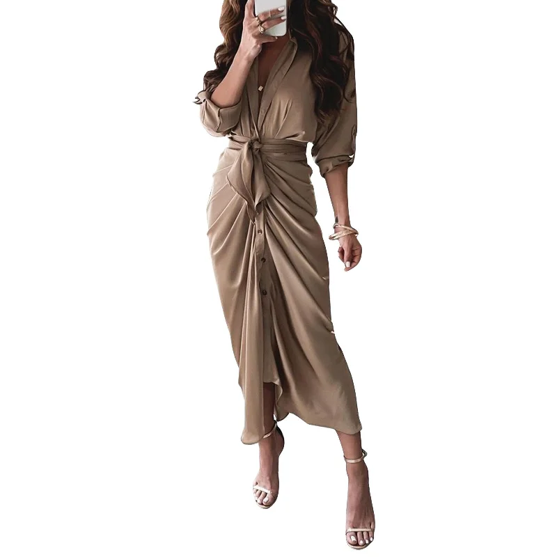 Women's Turn Down Wrap Dresses