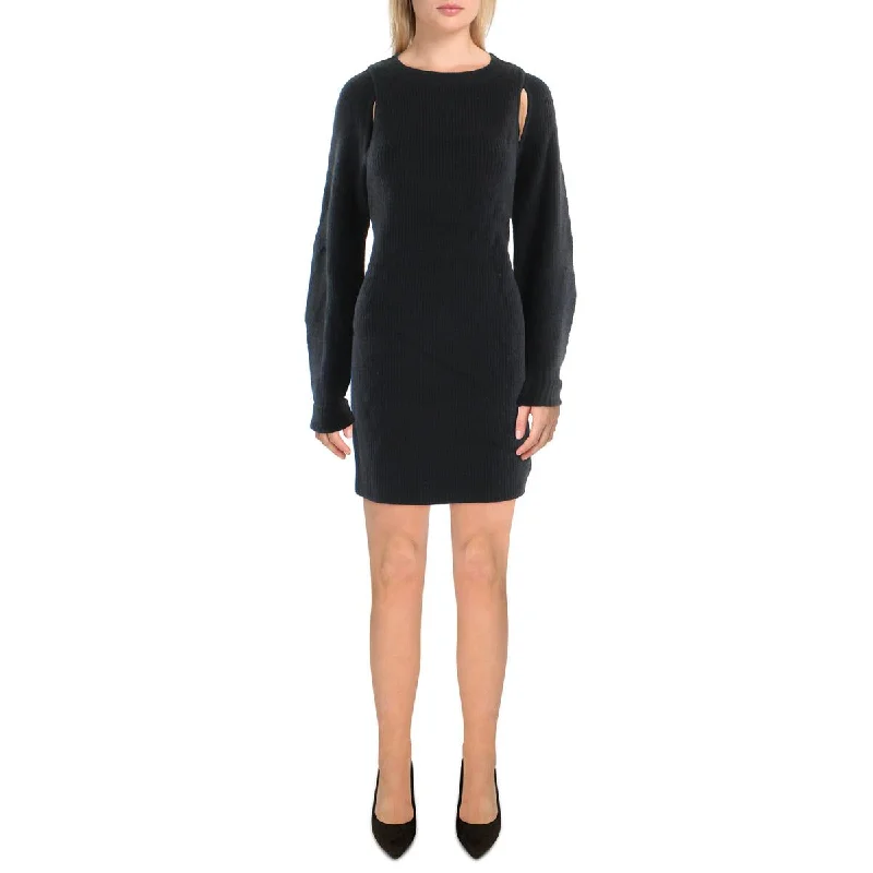 Moon River Womens Cut-Out Mini Sweaterdress