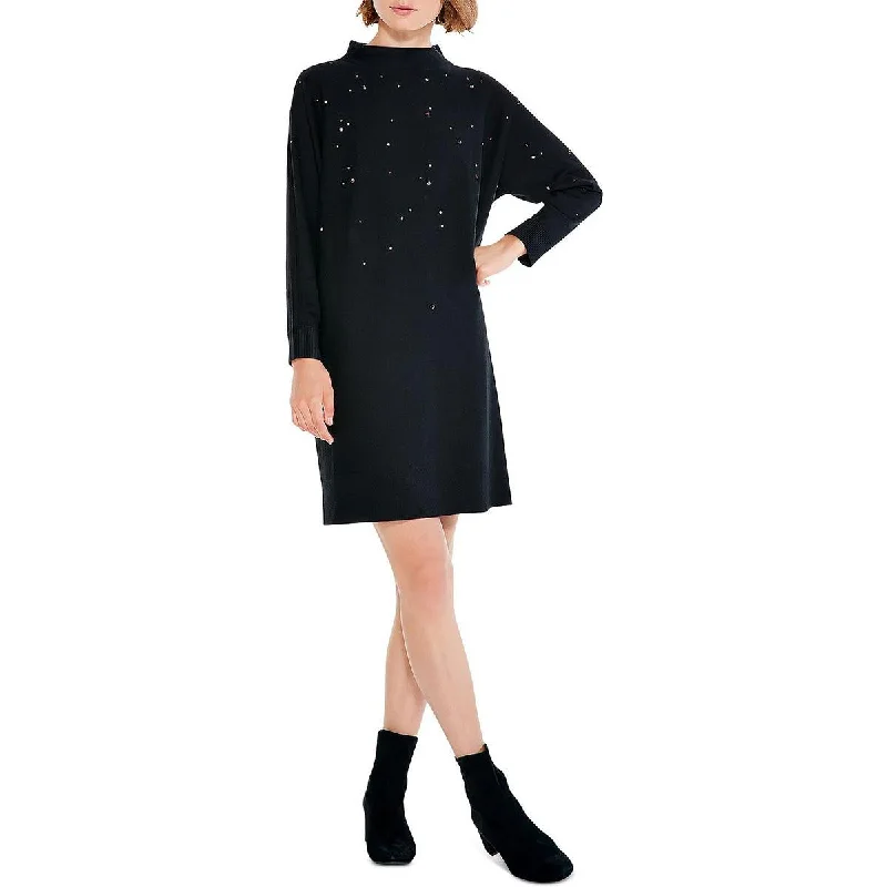 Nic + Zoe Womens Twinkle Embellished Mini Sweaterdress