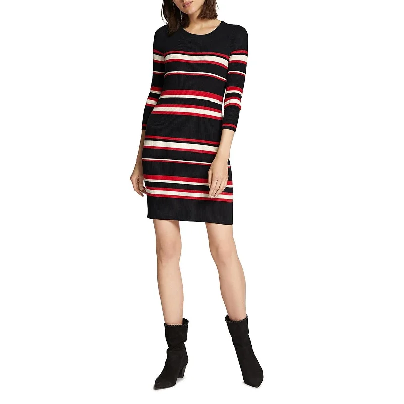 Sanctuary Women's Ribbed Knit Striped 3/4 Sleeve Mini Sweaterdress