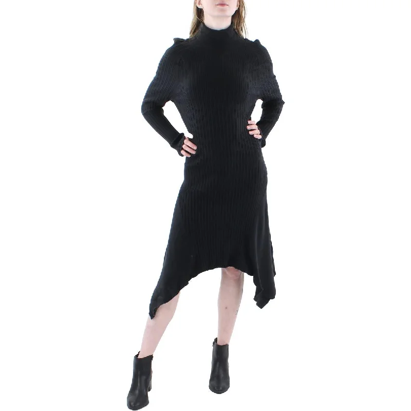 Ramy Brook Womens Miley Turtleneck Handkerchief Hem Sweaterdress